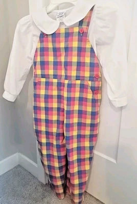 Vintage Kelly's Kids Overalls Romper And Button Up Blouse  Set Size 4T - Image 1 of 4