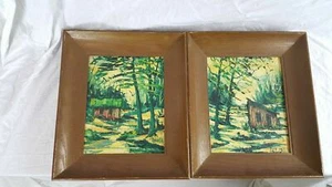 PAIR of Original Impressionist Oil Landscape Paintings Herschel Fullen Impasto - Picture 1 of 9