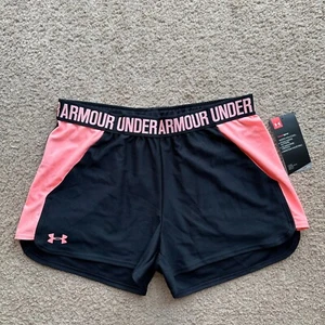 Under Armour Shorts Womens Medium 30x3 NWT Black Pink Heatgear - Picture 1 of 11