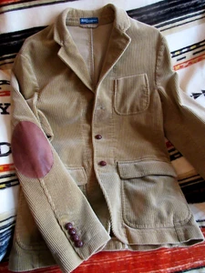 RALPH LAUREN POLO VTG BLAZER SPORTSCOAT 40R CAMEL CORDUROY LEATHER BUTTON ELBOW - Picture 1 of 14