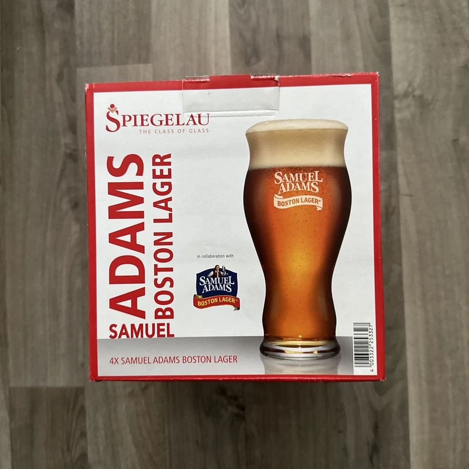 Nuevo Juego de 4 vasos de cerveza de pinta de Boston Lager de cuatro Samuel Adams Foto 1 de 1