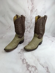 Tony Lama Boots Womens 9 9.5 40 41 Leather Brown Gray Vintage Reptile - Picture 1 of 16