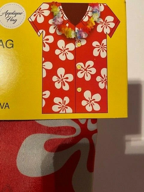 Summer Garden Flag Hawaiian Shirt Lei Luau Red 12.5 X 18 Meadow Creek