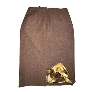NWT D&G DOLCE GABBANA HERRINGBONE MIDI Pencil Skirt Rust Brown Size IT 38 - Picture 1 of 8