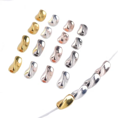 20pcs 5x5mm 5x8mm Twist Triangle Tube Brass Metal Loose Beads For Jewelry Making - Image 1 of 4