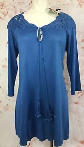 NWT $78 Womens Chelsea & Violet, Grander Park, Harbor Blue Tunic/Blouse, S - Picture 1 of 3