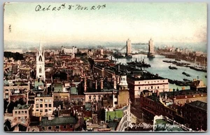 Antigua postal de colección Inglaterra Londres desde el monumento años 1910 vista a la ciudad - Imagen 1 de 2