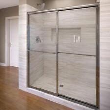 Basco Sliding Shower Door 56" x 71-1/2" Farmhouse Towel Bar Framed In Chrome
