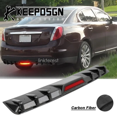 For Lincoln MKS MKZ CARBON FIBER Rear Bumper Diffuser Splitter LED Brake Light - Image 1 of 4