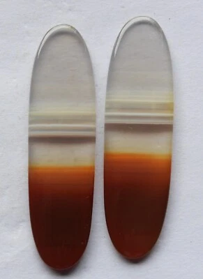48.10 Ct Natural Banded Agate (38mm X 13.5mm each) Cabochon Loose Match Pair - Image 1 of 3