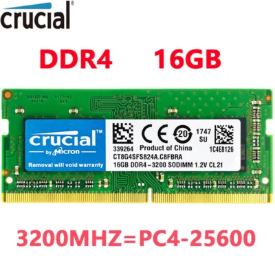 CRUCIAL DDR4 16GB 3200 PC4-25600 Laptop 260-Pin SODIMM Notebook Memory RAM 1X16 - Image 1 of 4