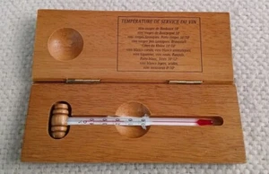 Lespirit & Levin French Wine Thermometer Wooden Case Text Is In French - Picture 1 of 8
