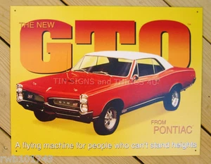 GTO Pontiac Flying Machine TIN SIGN muscle car vtg 67 red garage metal decor 495 - Picture 1 of 5