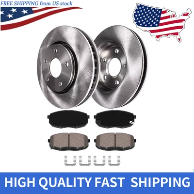 Rotores de rotor de frenos de disco delanteros y almohadilla de cerámica para Kia Soul 2014 2015 2016 Foto 1 de 4