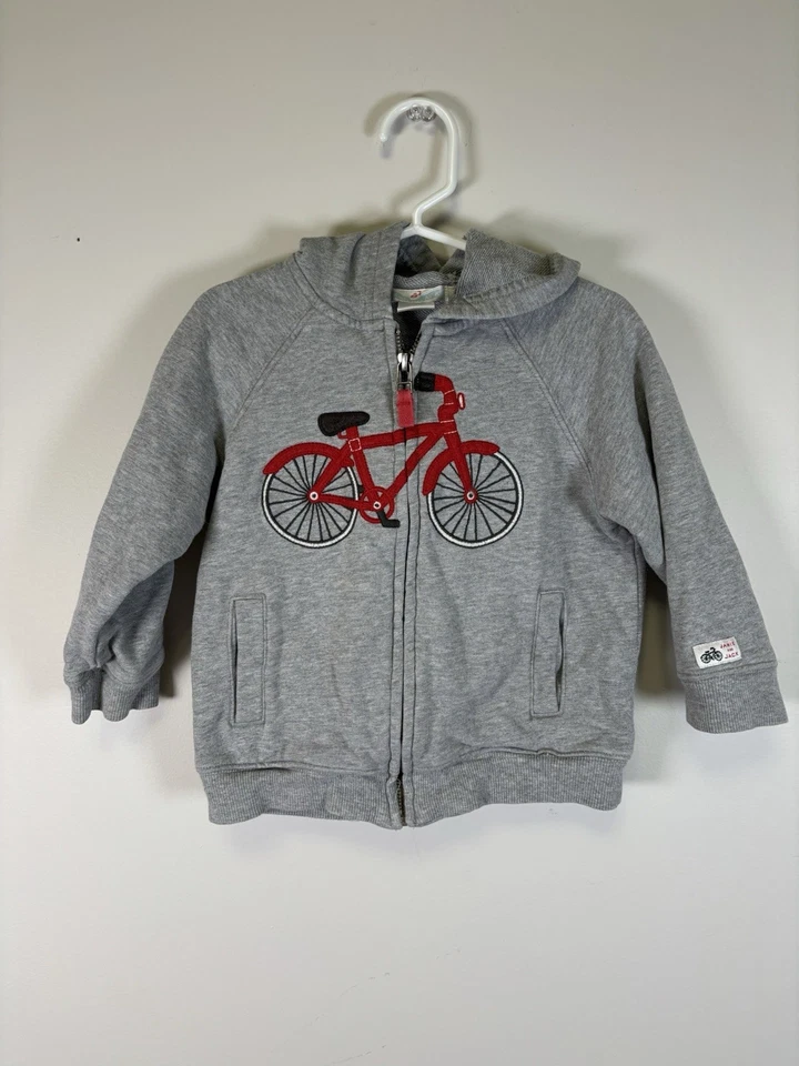Janie and Jack Bebé Niño Gris Rojo Bicicleta Aplique Cremallera Completa Sudadera con Capucha Chaqueta 12-18m Foto 1 de 4