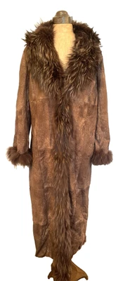 Abrigo parche de piel de oveja estilo afgano forrado de piel real muy largo TALLA GRANDE VINTAGE Foto 1 de 4