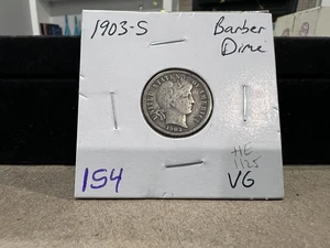 1903-S 10c Barber Dime KEY DATE (HE) - Picture 1 of 2