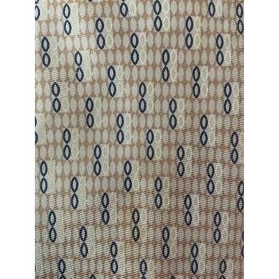 Gravata Ermenegildo Zegna Masculina de Seda Bege Estampa Geométrica Clássica Italiana - Imagem 1 de 4