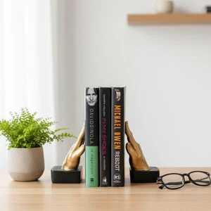 Offene Hände Buchstützen Set Harz Buchstützen schwer modern Regal Dekor Kunst Skulptur - Bild 1 von 5