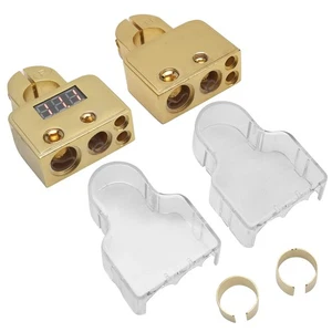 Car Battery Terminal Connectors Kit with Digital Voltmeter Display 0/4/8/10 - Picture 1 of 9