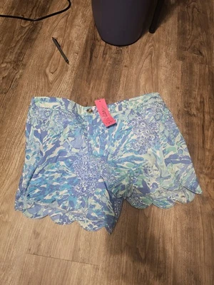 Pantalones Cortos Lilly Pulitzer Buttercup Elastizados Azul Haven Hey Hey Soleil con Bolsillos Talla 4 Foto 1 de 3