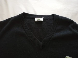 Camiseta sin mangas de lana Lacoste para hombre negra XXL cuello en V ajuste regular sin mangas tejida  - Imagen 1 de 9