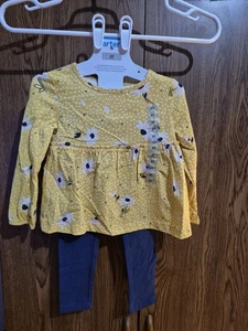 Carters 2 Piece Girls Floral Outfit - Pants And Long Sleeve Shirt Size 2T - Picture 1 of 3