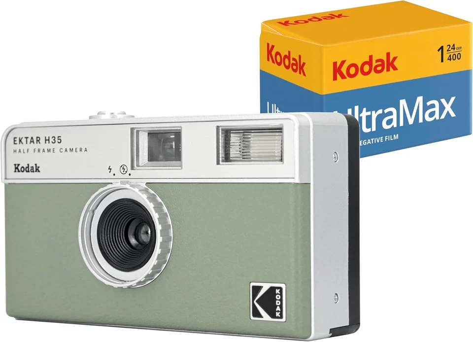 Kodak EKTAR H35 Half-Frame Film Camera (Sage) with Kodak Ultramax 400/24EXP 35mm - Image 1 of 1