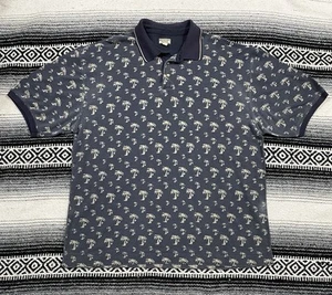 Vintage Hawaiian Bugle Boy 80s 90s Polo Shirt Mens 2XL Blue Tropical Palms Beach - Picture 1 of 8