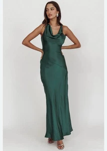 Maxi abito Here Comes The Sun Forest verde L - taglio schiena profonda, nuovo con etichette - Foto 1 di 14