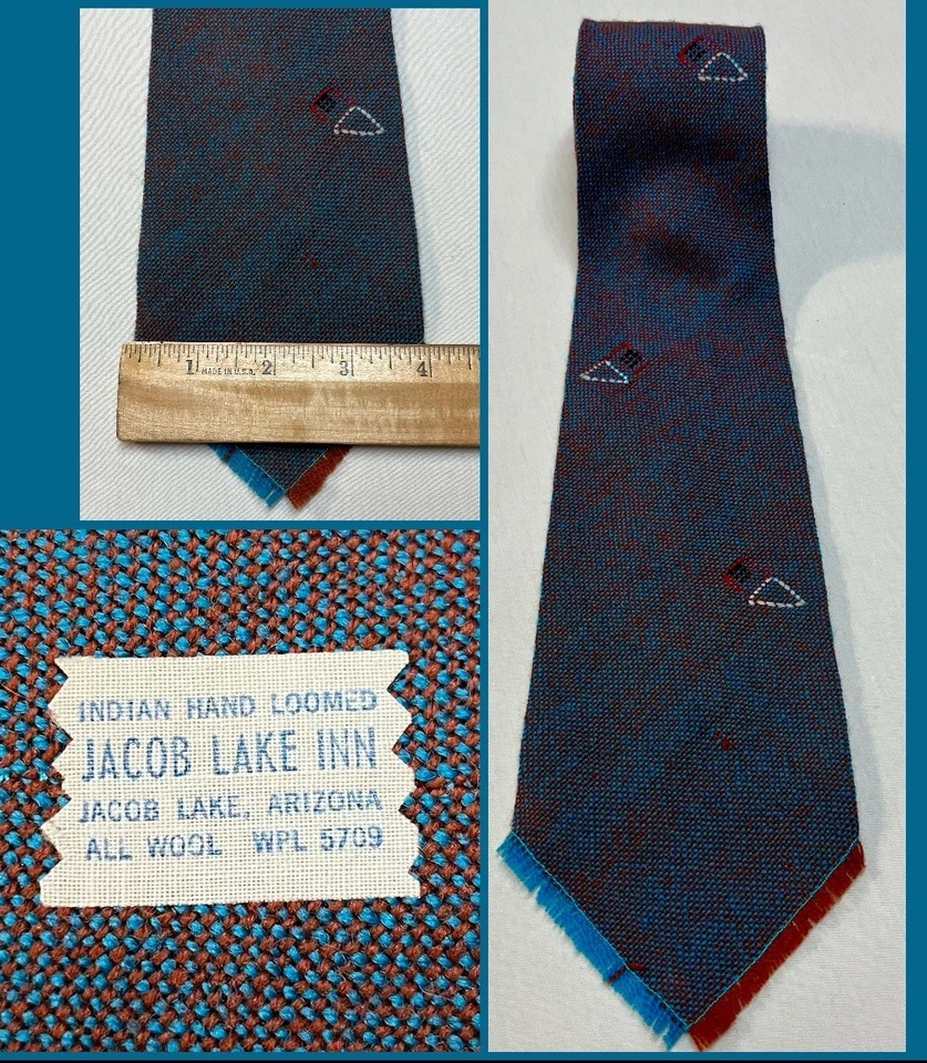 Винтажный шерстяной галстук ручной работы 1930-х годов Jacob Lake Arizona индейцы б/у в отличном состоянии - Изображение 1 из 4