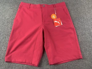 Puma UPF 50+ UV Protection Mens Stretch 10" Golf Shorts Size 32 Red - Foto 1 di 10