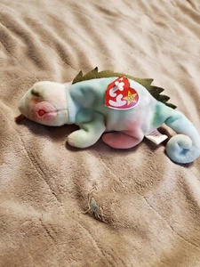 Iggy Ty Beanie Baby RETIRED Neon/Sherbert WRONG FABRIC - Picture 1 of 1