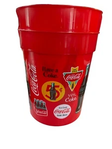 Coca Cola Red Graphic Plastic  Tumbler Cup 2pc - Bild 1 von 2