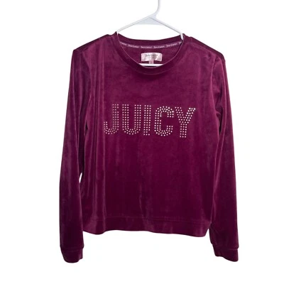 Juicy Couture Sweatshirt Women's Small Purple Velvet Rhinestone Pajama Top - Image 1 of 4