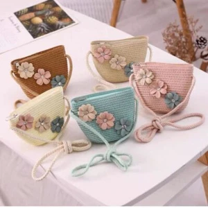 Flower Handbag Straw Crossbody Bag Durable Messenger Bag Kids - Picture 1 of 11