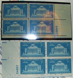 US 3¢ stamp SC #1029 Columbia University 200th Anniv. MNH  2 Plate blocks matchi - Picture 1 of 1