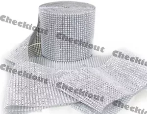 4.5" x 6ft Wedding Decoration Supplies Rhinestone Diamond Wraps Ribbon Mesh - Picture 1 of 5