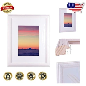 Luxurious Semi-Gloss White Picture Frame with Acrylic Cover - Dual Size Display - Picture 1 of 9