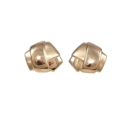 Solid 14K Yellow Gold Crossover Omega French Clip Drop Earrings - Image 1 of 4