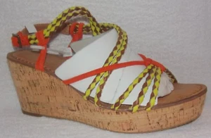 Nuevas sandalias de cuña Nicole para mujer a través de mandarín multitrenzado con correa de cuero 10 M - Imagen 1 de 2