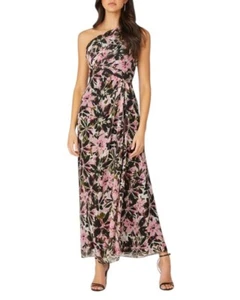New Shoshanna Midnight Aster Floral Phoebe Maxi Dress One Shoulder Womens Size 6 - Picture 1 of 8