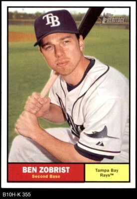 2010 Topps Heritage #355 Ben Zobrist Rays 8 - NM/MT - Image 1 of 2
