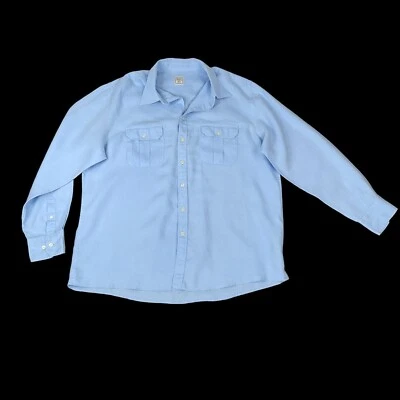 Merona Shirt Men XL Blue Linen Long Sleeve Button Down EUC - Image 1 of 4