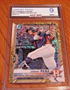 JEREMY PENA Rookie***2021 Bowman CHROME--GOLD SHIMMER**MINT 9**ASTROS**Mad DOG - Picture 1 of 2