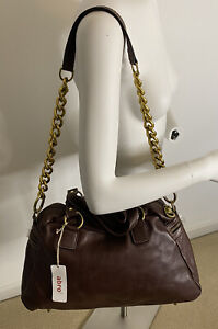 ABRO Leather Handbag Made Italy Large Burgundy Shoulder Bag NWT!!