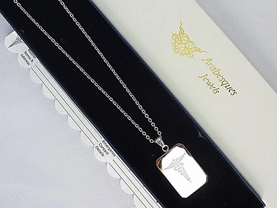 HERREN GROBE SOS HALSKETTE/ANHÄNGER. EDELSTAHL MEDIZINISCHE INFO/WARNUNG TALISMAN