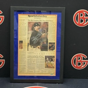 Mike Piazza Signed New York Mets Framed Autographed Newspaper 17x25 Tristar COA - Picture 1 of 3