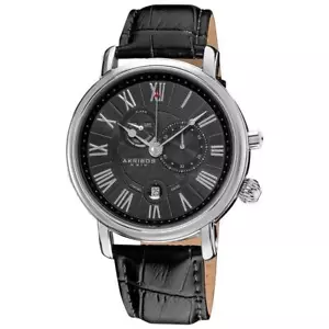 Orologio da uomo Akribos XXIV AK593BK Svizzero Multifunzionale Cinturino in Pelle al Quarzo - Foto 1 di 5
