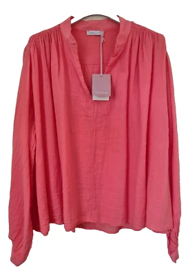 Italian V-Neck Ruched shoulder Blouse Top Grandad collar One Size UK 10-14 New - Image 1 of 4